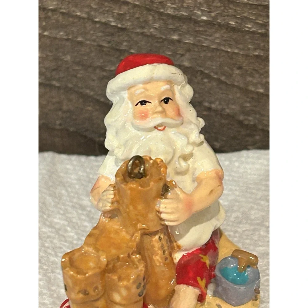 Sandcastle Santa Christmas Ornament‎ Tropical Beach Coastal